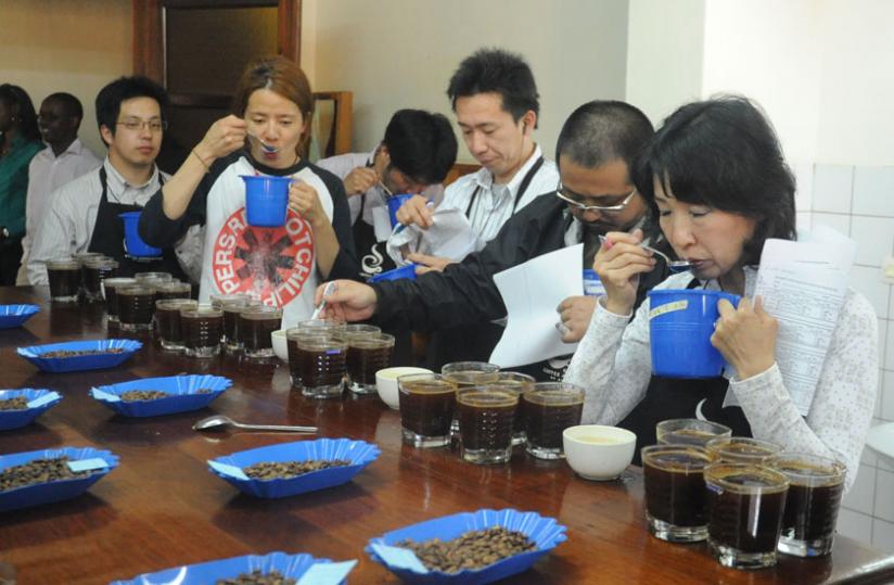 Judges taste the quality of coffee during a past coffee competition in Kigali. (File)