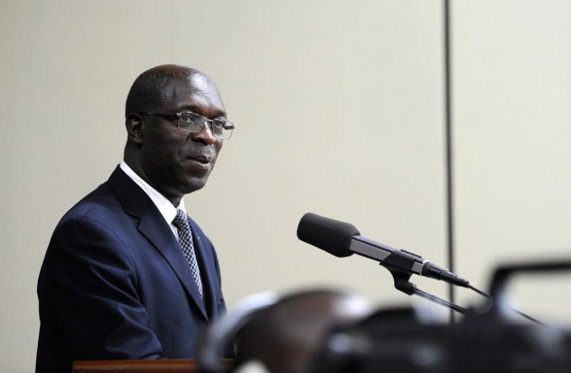 Prime Minister Anastase Murekezi speaking at Parliament yesterday. (Courtesy)