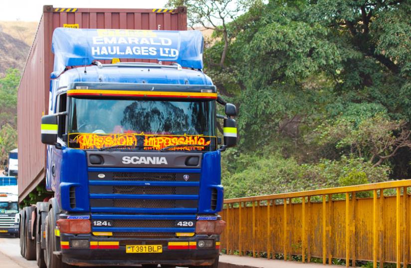 A truck at Rusumo border post last year. (File)