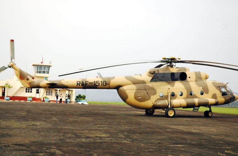 A Rwanda Air Force helicopter at Kamembe Airport. (File)
