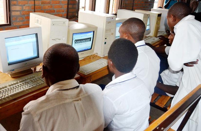 Students at GS Muhoza I study using computers refurbished by Tumba College. (Jean du00e2u20acu2122Amour Mbonyinshuti)