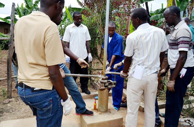 Residents from three districts acquire skills on how to maintain a borehole in Musanze District last week.  (Jean du00e2u20acu2122Amour Mbonyinshuti)