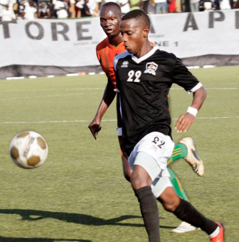 APR right-back Michel Rusheshangoga in action during the league game against Gicumbi FC last season. (Timothy Kisambira)