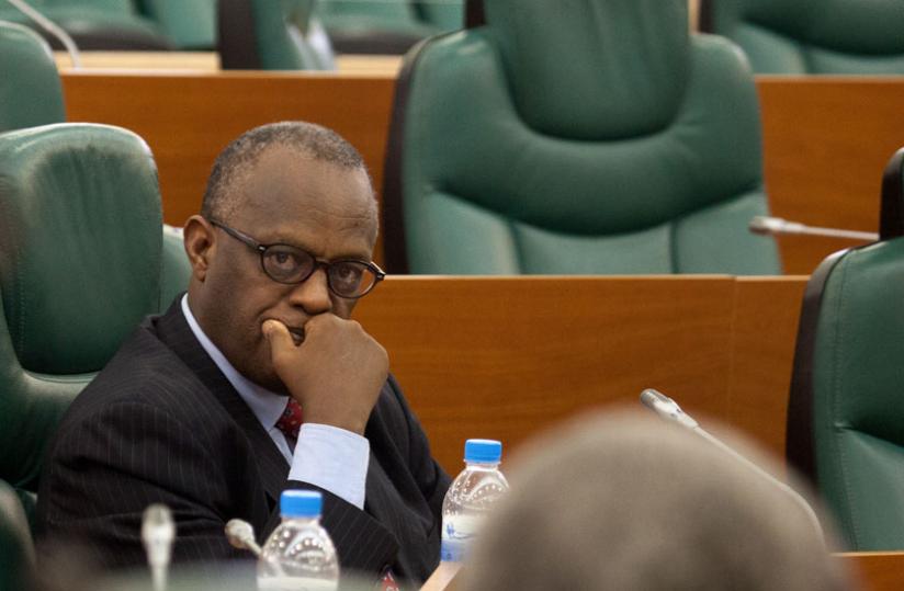 Dr Rwamasirabo listens to a question from a senator yesterday. (Timothy Kisambira)