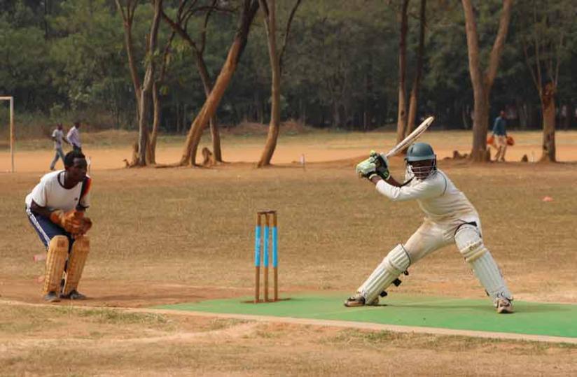 IPRCu00e2u20acu2122s  Christian Gasana in action against Lycu00c3u00a9e de Ruhango in the semi-final last weekend. (Courtesy)