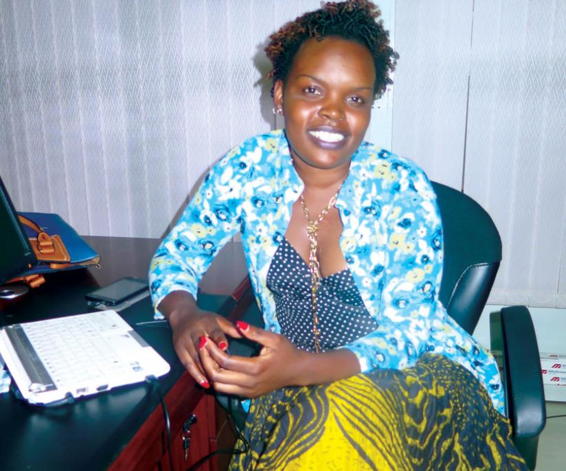 Marie Louise Uwizeyimana  during the interview at the Association of Rwandan Journalists offices in Remera. (Collins Mwai)