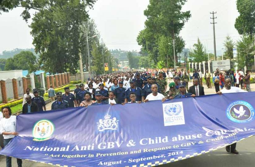 RNP officers march against gender-based violence recently. (File)