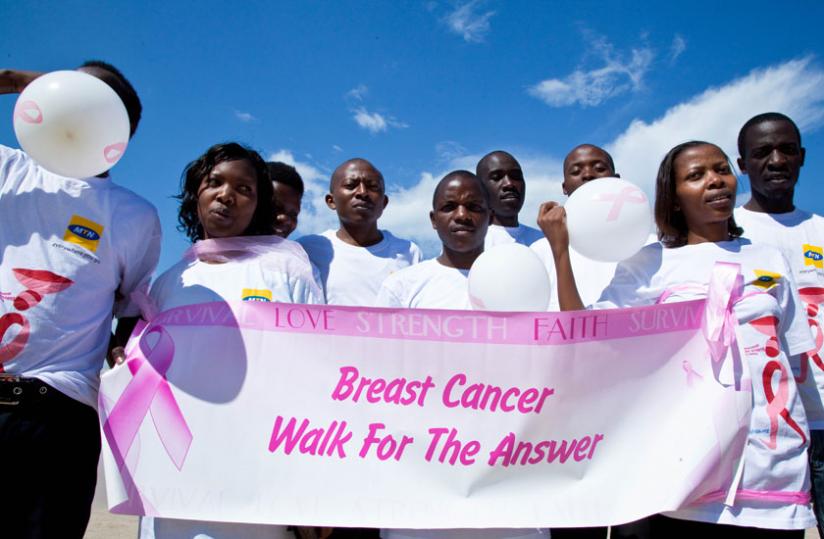 A march against breast cancer in Kigali last year. (File)