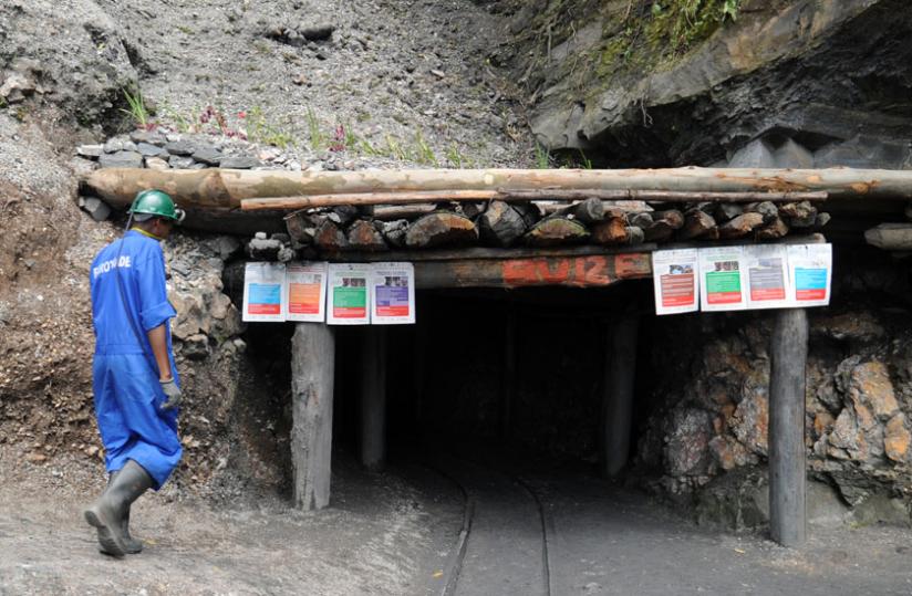 A mine worker enters a tunnel in Nyakabingo, Rulindo District in 2011. Mining companies have been urged  to take precautionary measures after two people died in a mine in Rwinkwavu, Kayonza District. (File)