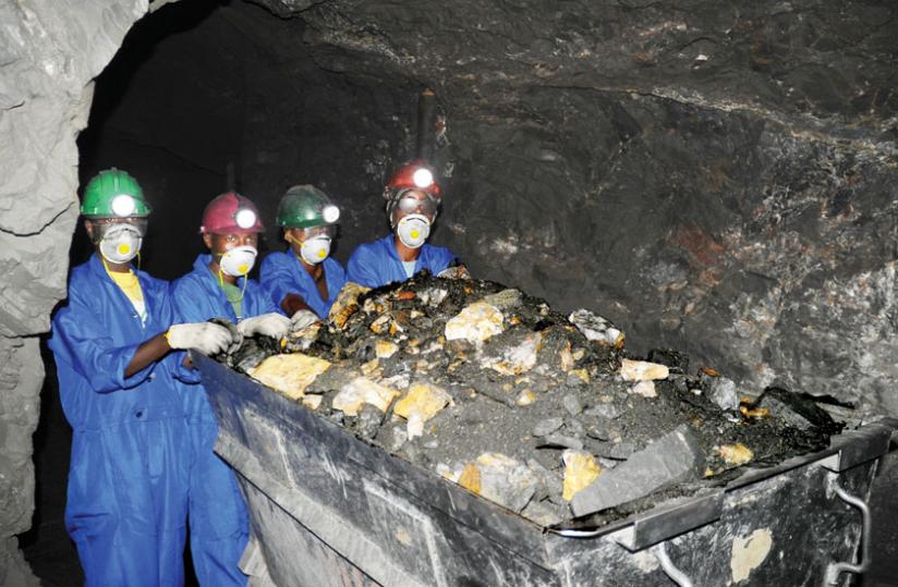 Miners bring wolfram to the surface at a Northern Province mine. (File)
