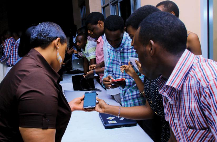 The contestants showcase their apps at the awards ceremony on Friday. 