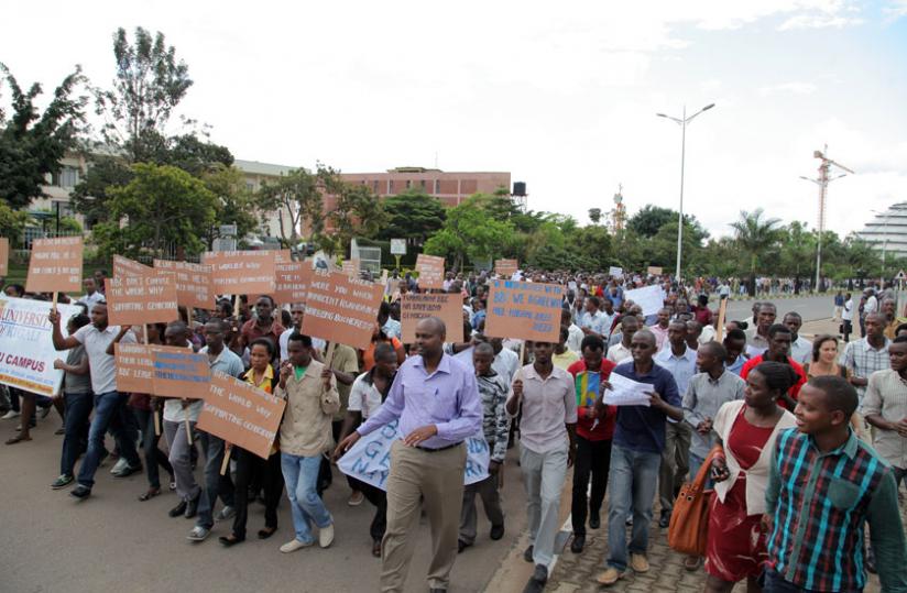 Youth march to Parliament in demonstration against the BBC documentary. (John Mbanda)