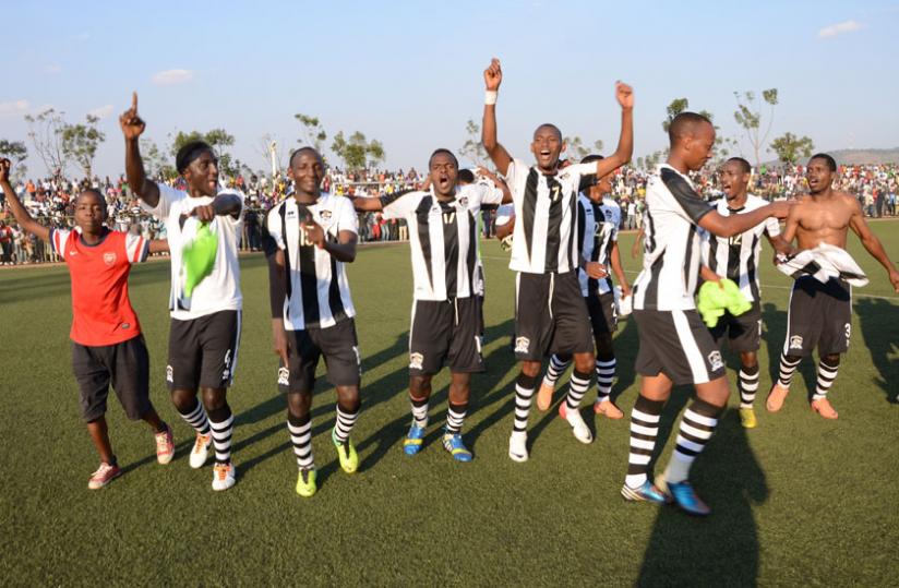APR Players celebrate after winning last year's Turbo King league trophy. The National Football league is about to get a record Sponsorship package. (File Photo)