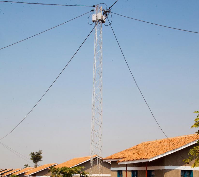 A powerline connecting rural households in Kayonza District. (File)