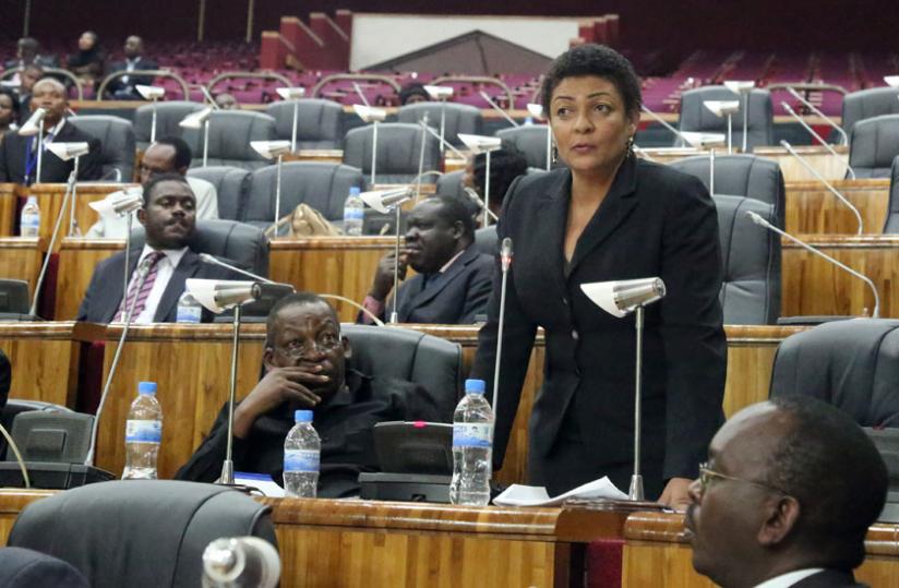 Bhanji defends herself before the Assembly yesterday. (John Mbanda)