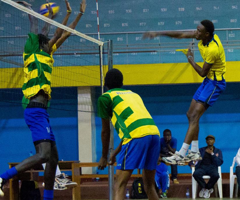 U-23 Volleyball players train at Amahoro indoor stadium. Coach Paul Bitok expects tough challenges from North African countries. (Timothy Kisambira)