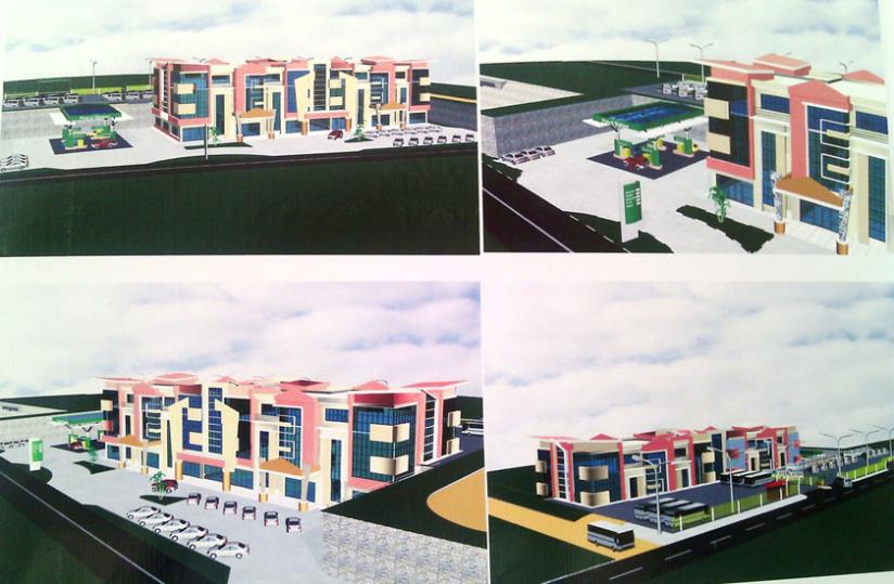 An artistic impression of the four-storey park that is to be built in Muhanga town. (Courtesy)