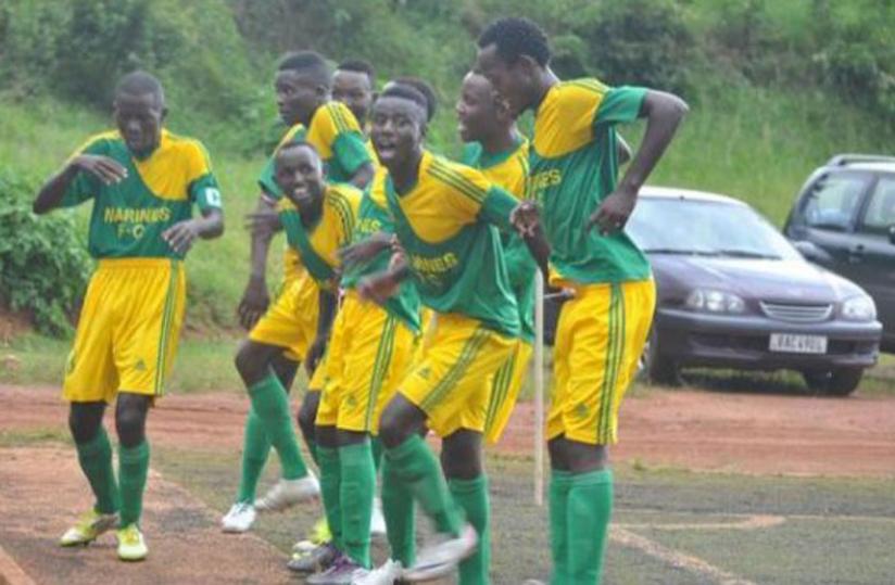 Marines players celebrate their 1-0 win against struggling Mukura on Tuesday at Mumena stadium.