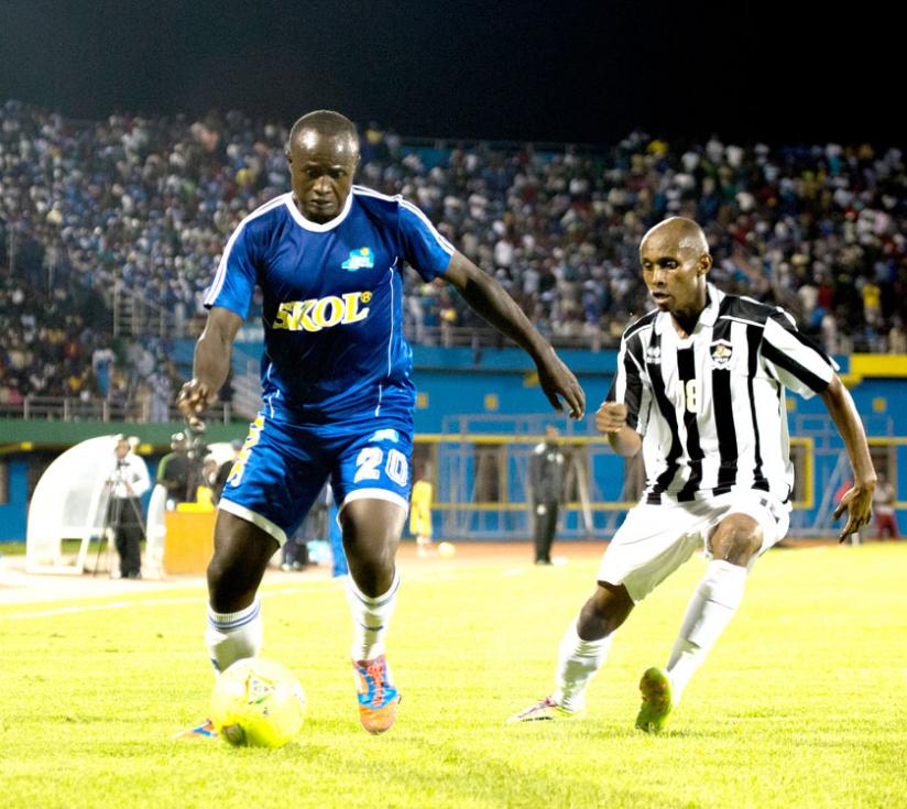 Leon Uwambazimana, left, seen here playing against APR last weekend, is likely to replace injured Fuadi Ndayisenga for today's game. (T. Kisambira)