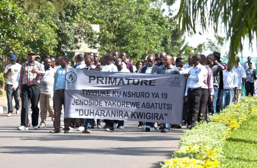 Staff of the Office of the Prime Minister in a march to remember victims of the Genocide. (File photo)