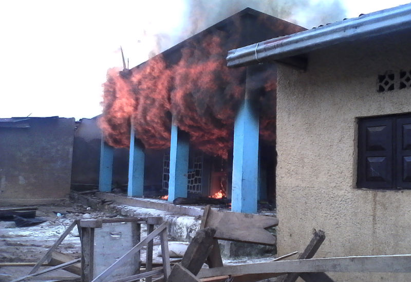 A fire razed this commercial building in Musanze District,  leaving property worth of hundreds of thousands of francs destroyed. Jean du00e2u20acu2122Amour Mbonyinshuti