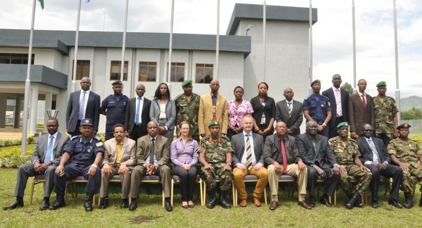 Participants pose for a group photo at Rwanda Peace Academy in Musanze yesterday. (Jean du00e2u20acu2122Amour Mbonyinshuti)