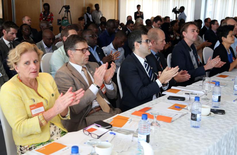 A cross section of the Dutch delegation members at the meeting in Kigali yesterday. (John Mbanda)