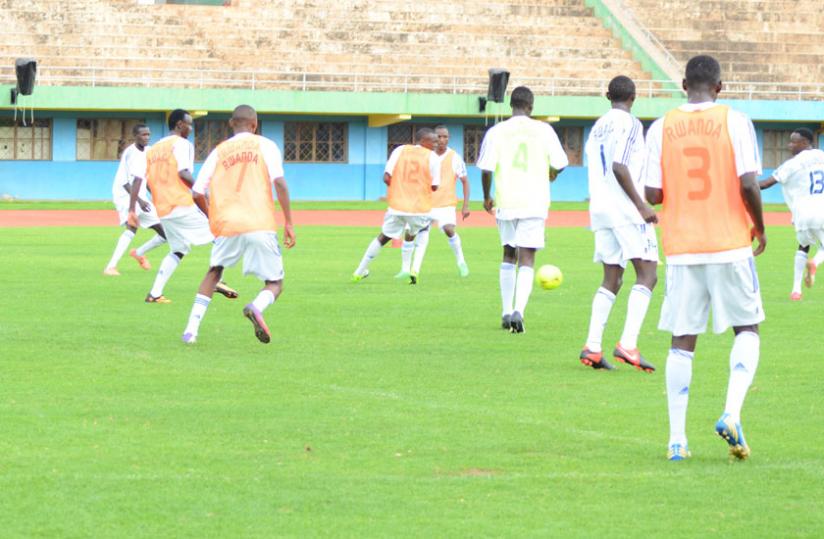 Amavubi players train ahead of the International Friendly against Morocco. (File)