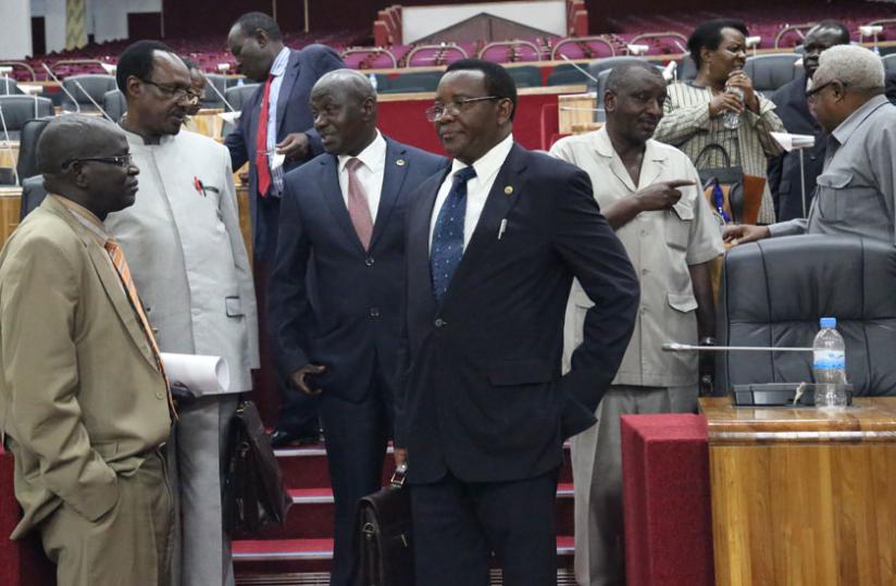 Eala members leave Parliament after failed plenary business in Kigali two weeks ago. (John Mbanda)