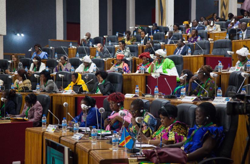 Women parliamentarians during the meeting at Parlaiment  yesterday. (Timothy Kisambira)