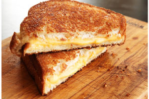 The grilled cheese is best eaten when hot.