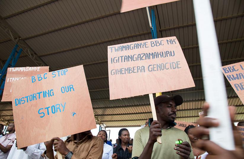 Rwandan youth demonstrate against the BBC documentary. (File)