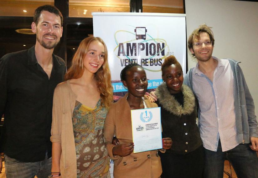 The winning team (Jambo car) pose for a picture after receiving a certificate on Wednesday. (Courtesy)