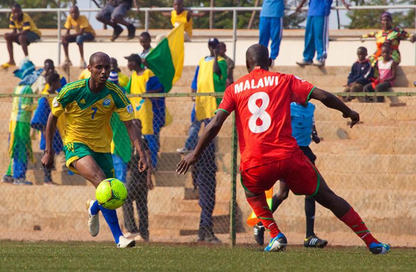 Amavubi winger Djamal Mwiseneza in a friendly against Malawi. Amavubi Coach Stephen Constantine wants more friendlies to build a strong team for the 2016 Chan championship. (File)