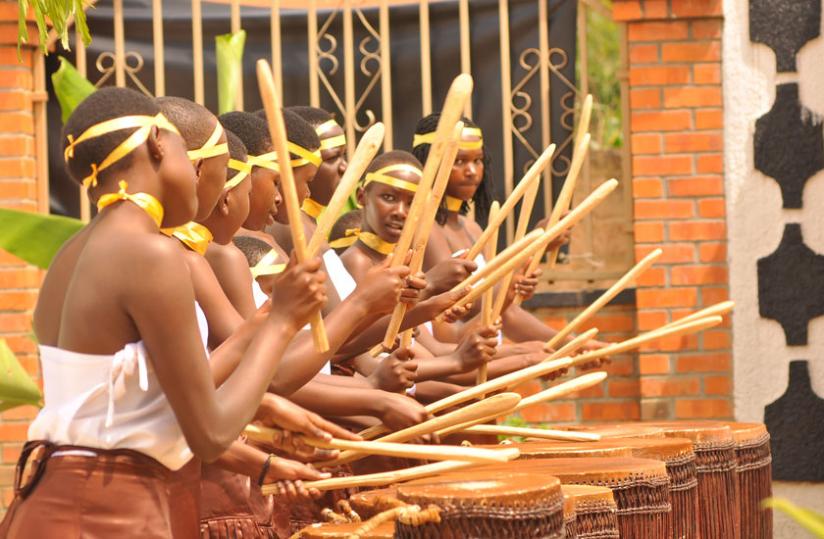 Children display drumming skills at the event. 