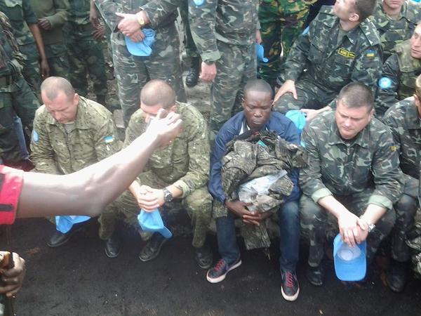 The detained Ukrainian U.N.  peacekeepers. Courtesy  