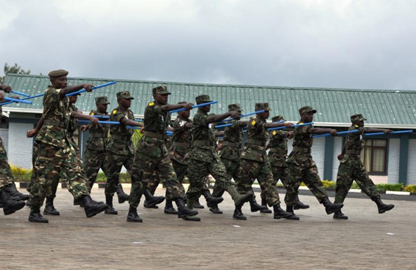 The soldiers at the pass out in Gatsibo District on Wednesday. (Stephen Rwembeho)
