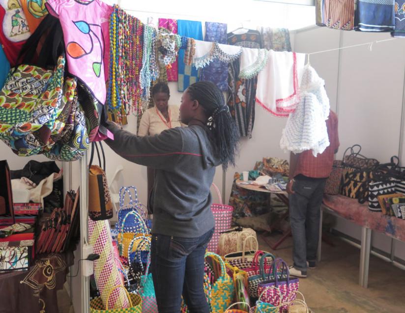 A local exhibitor displays her products at Jua Kali Expo on Wednesday. (Michel Nkurunziza)