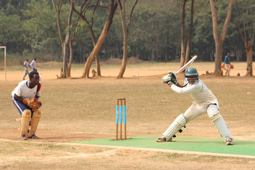 IPRC TSS player Christian Gasana in action during this year's schools' cricket week. (File photo)