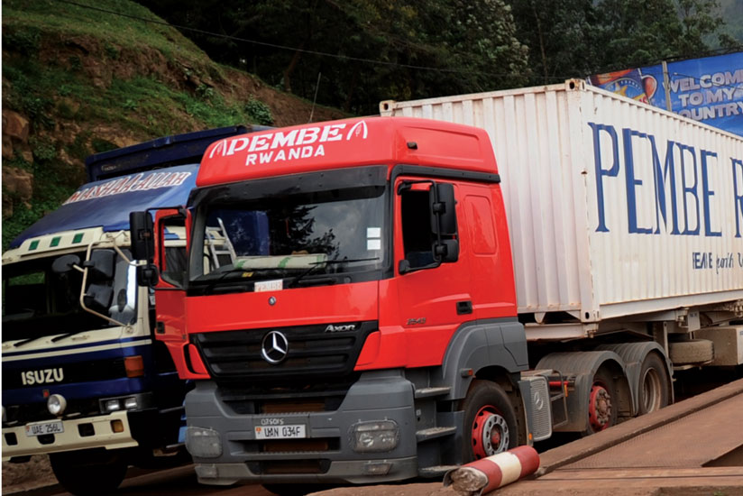 Cargo trucks await clearance at Gatuna border. The government has announced new initiatives to support logistics sector. 
