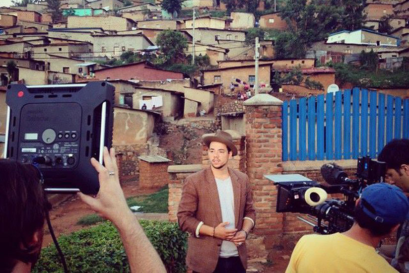 Ben lu00e2u20acu2122oncle and his film crew shoot the A Coup des Reves video in Kimisagara, Kigali. (Courtesy)