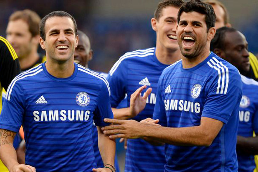 The Blues will try to cope without suspended playmaker Fabregas (L) although Diego Costa is available. (Net)