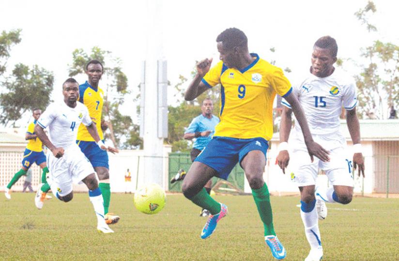 Striker Bertrand Iradukunda, seen here in action against Gabon earlier this year, will lead Amavubi attack. (File)
