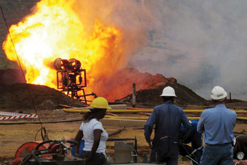 Oil testing by flaring. Investors are shunning oil-producing countries.