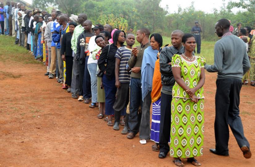 Kigali residents queue during an alection on July 11, 2012. (File)