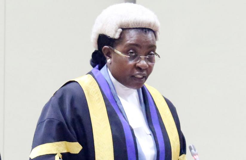 Former Eala speaker Margaret Zziwa leads house business in Kigali last October. (John Mbanda)