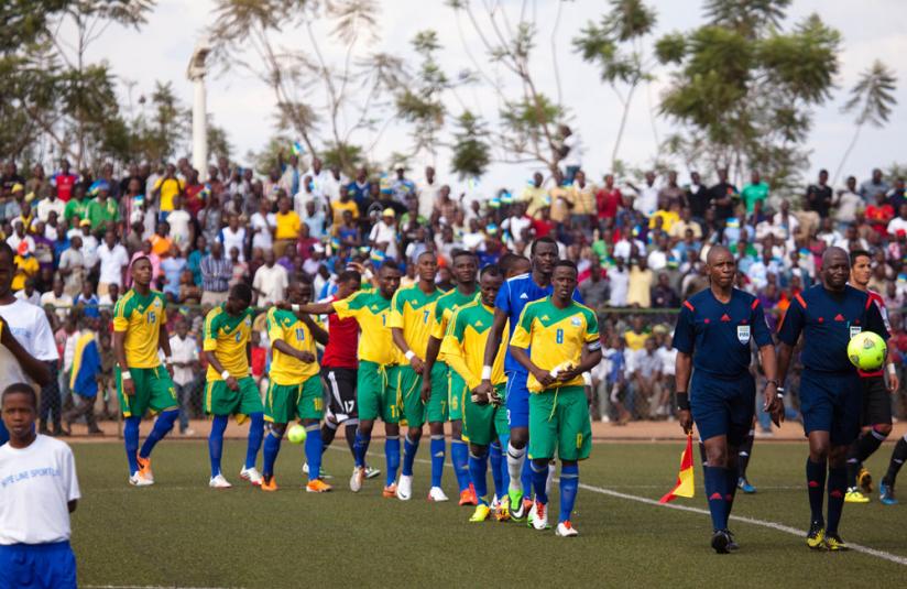 The Amavubi team at Kigali Regional Stadium shortly before taking on Libya on May 31, 2014. Amavubi won the game 3-0. (File)