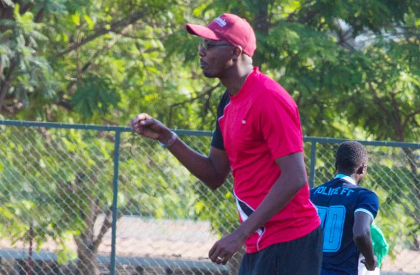 Nshimiyimana gives instructions to his players during a league game against Police. AS Kigali takes on Espoir today. (Timothy Kisambira)