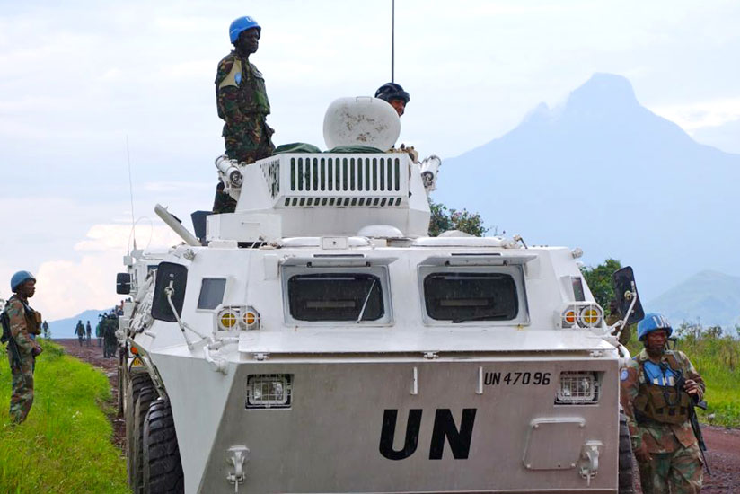 UN troops patrol Goma town in eastern DR Congo, last year. (Net)
