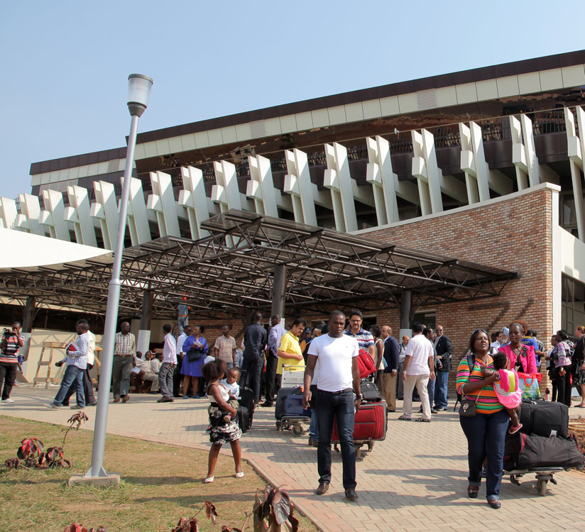 Visitors at the arrivals section at Kigali international airport last September. (John Mbanda)